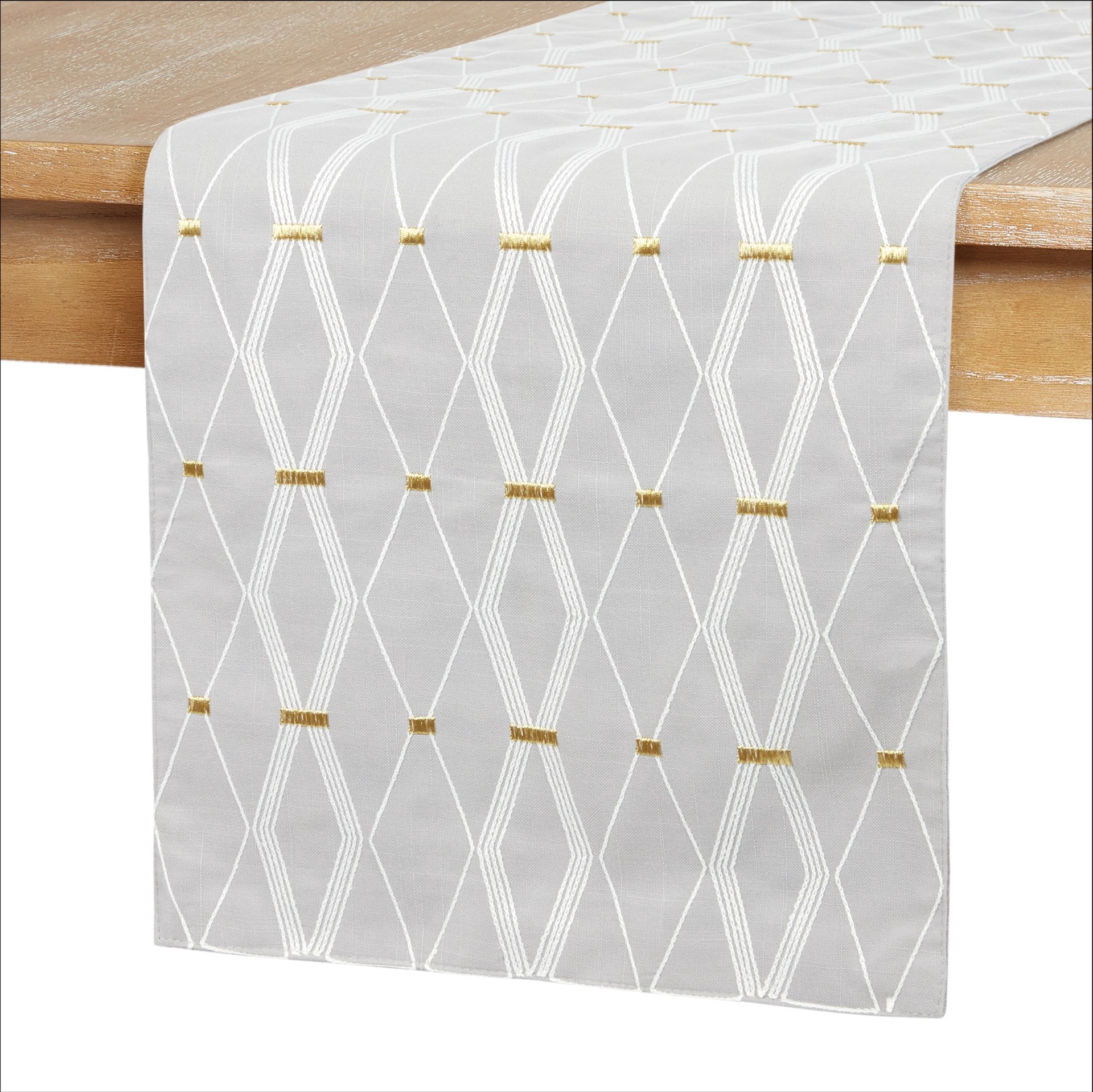 slide 1 of 4, allen + roth Gray Polyester Rectangle Table runner, 1 ct
