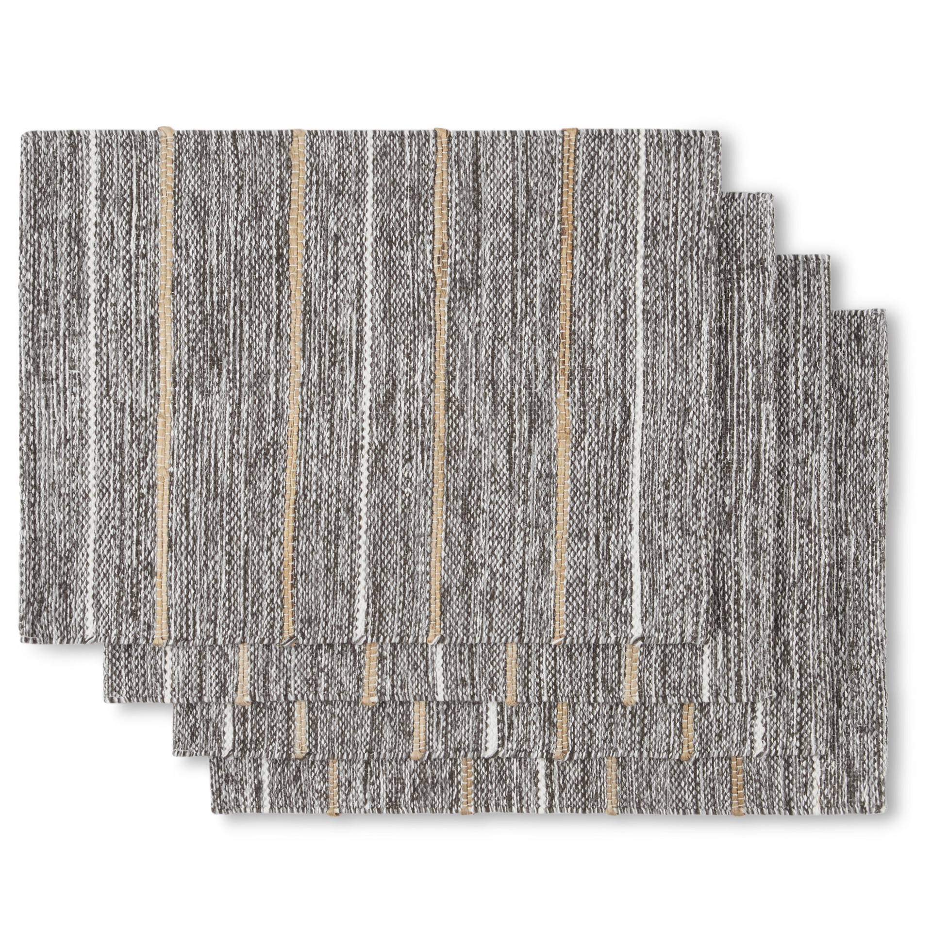 slide 1 of 4, allen + roth 4 -Pack Gray Wicker Rectangle Placemats, 1 ct