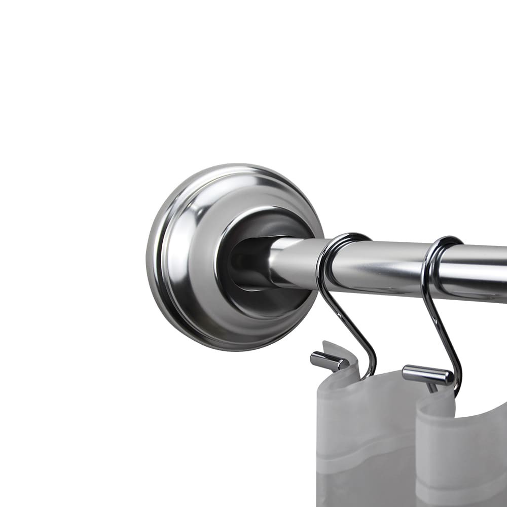 slide 3 of 6, allen + roth SHLSNC01 44-in to 72-in Chrome Fixed or tension Single curve Adjustable Shower Curtain Rod, 1 ct