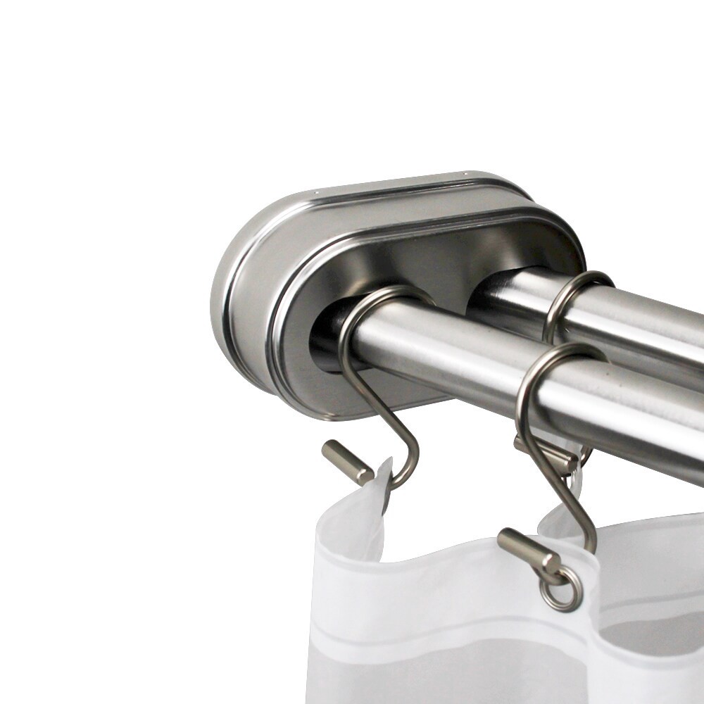 slide 3 of 6, allen + roth 44-in to 72-in Brushed Nickel Fixed or tension Double curve Adjustable Shower Curtain Rod, 1 ct