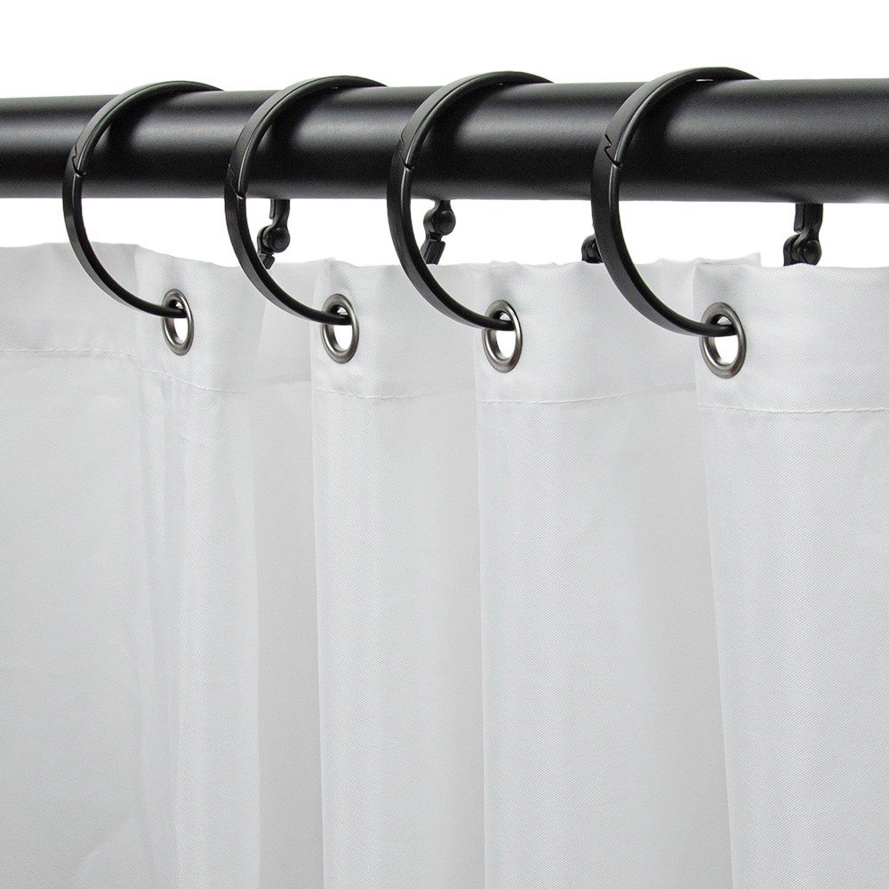 slide 1 of 4, allen + roth Matte Black Aluminum Single Shower Curtain Rings 12 -Pack, 1 ct