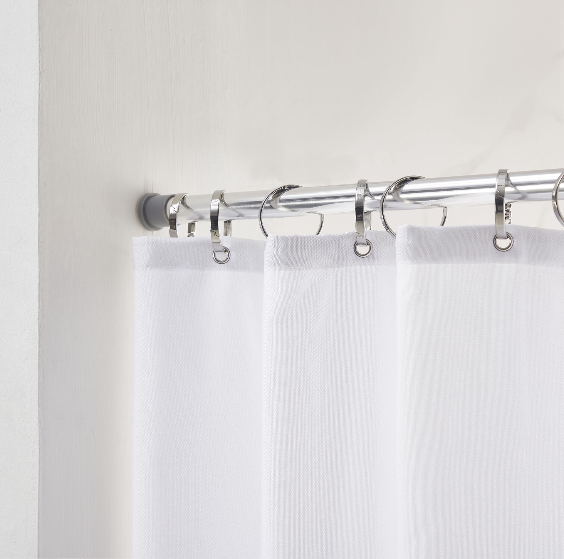 slide 2 of 6, Style Selections 51-in to 86-in Chrome Tension Single straight Adjustable Shower Curtain Rod, 1 ct