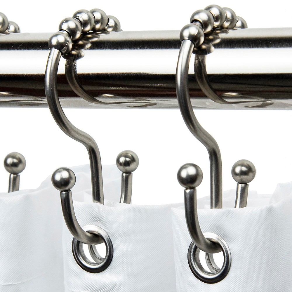 slide 2 of 4, allen + roth Brushed Nickel Stainless steel Double Shower Curtain Hooks 12 -Pack, 1 ct
