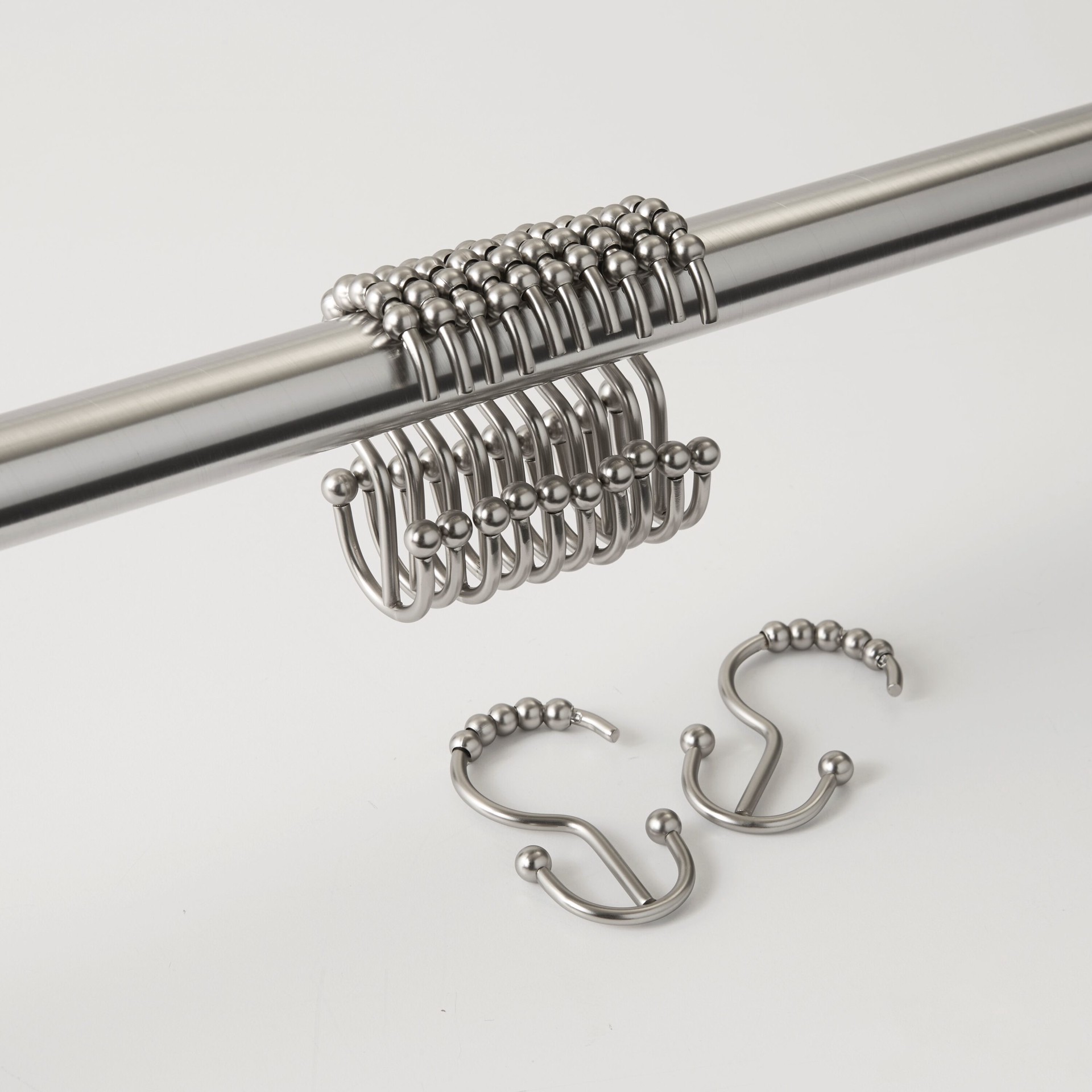 slide 3 of 4, allen + roth Brushed Nickel Stainless steel Double Shower Curtain Hooks 12 -Pack, 1 ct