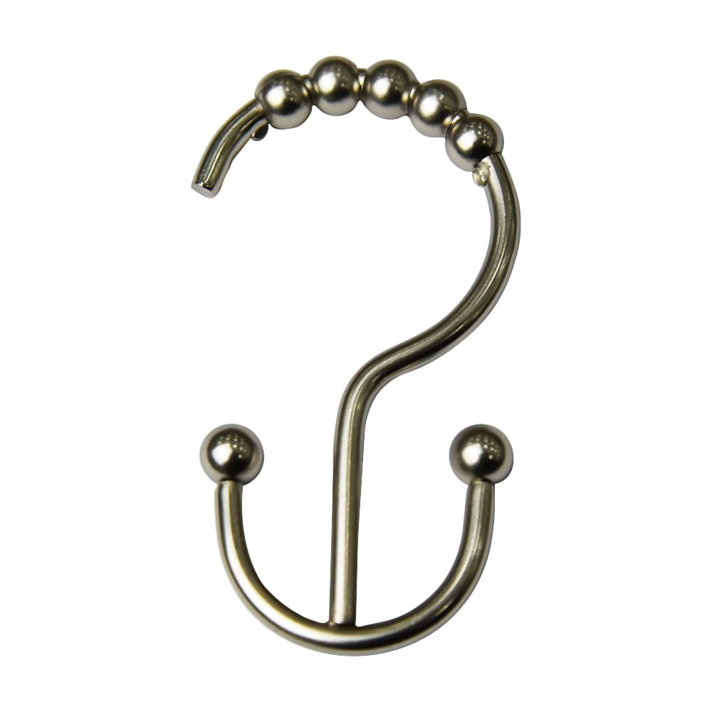 slide 4 of 4, allen + roth Brushed Nickel Stainless steel Double Shower Curtain Hooks 12 -Pack, 1 ct