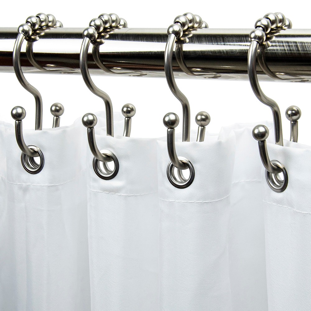 slide 1 of 4, allen + roth Brushed Nickel Stainless steel Double Shower Curtain Hooks 12 -Pack, 1 ct