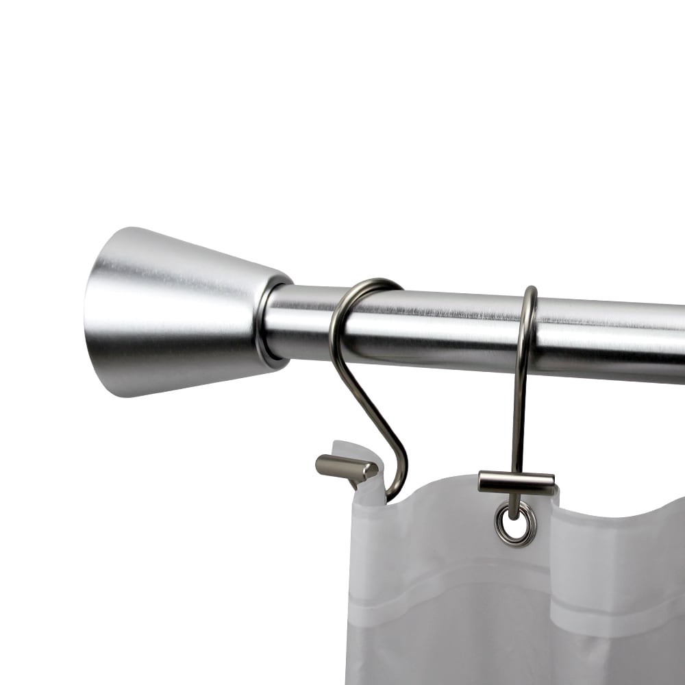 slide 3 of 6, allen + roth 42-in to 72-in Brushed Nickel Tension Single straight Adjustable Shower Curtain Rod, 1 ct