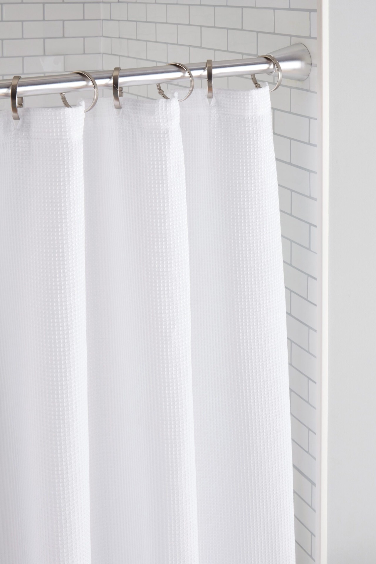 slide 2 of 6, allen + roth 42-in to 72-in Brushed Nickel Tension Single straight Adjustable Shower Curtain Rod, 1 ct