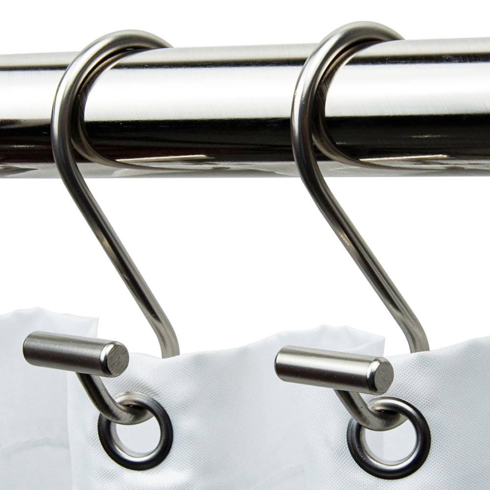 slide 2 of 4, allen + roth Brushed Nickel Stainless steel Single Shower Curtain Hooks 12 -Pack, 1 ct