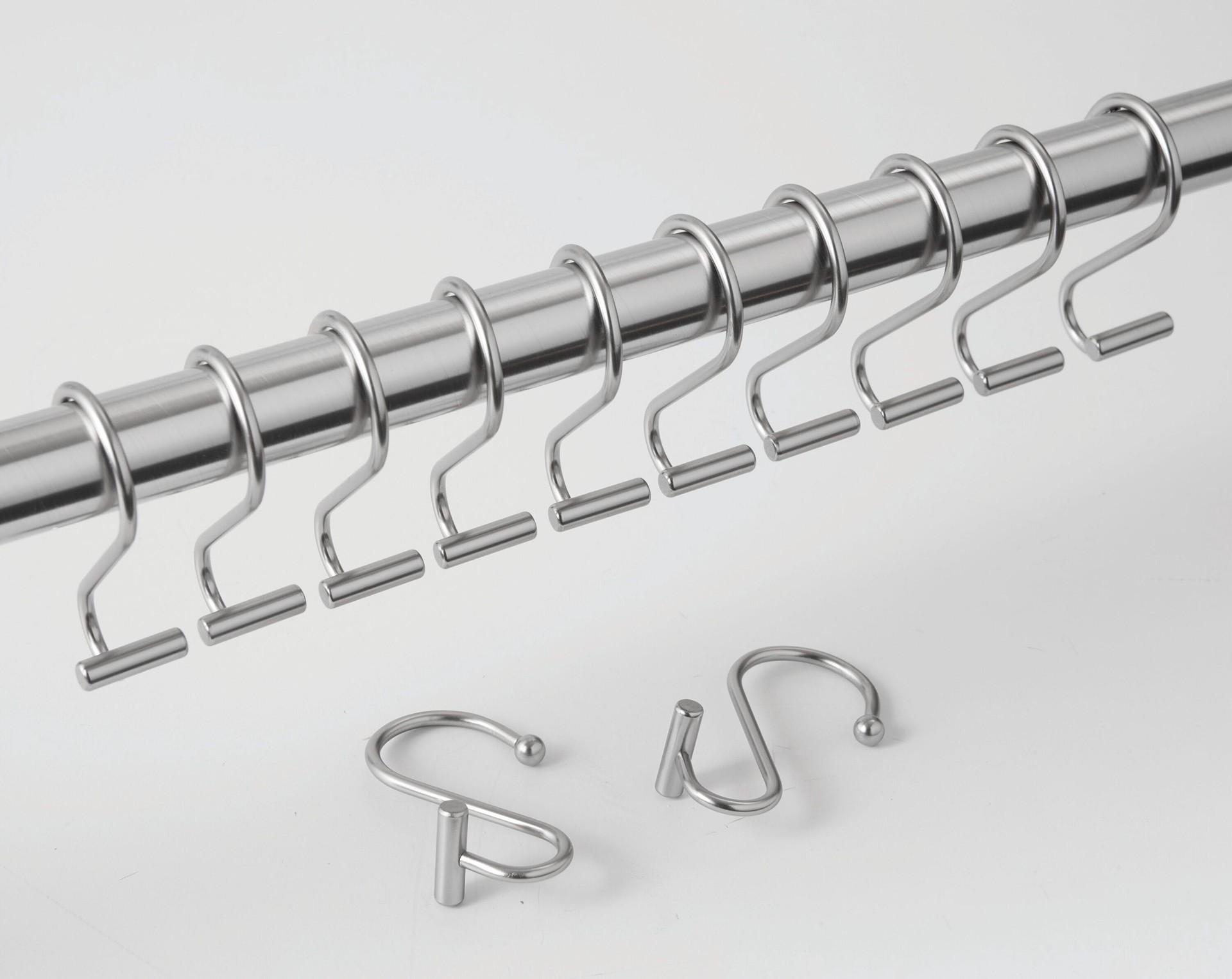 slide 3 of 4, allen + roth Brushed Nickel Stainless steel Single Shower Curtain Hooks 12 -Pack, 1 ct