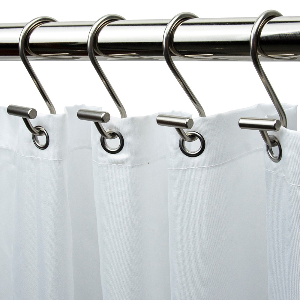 slide 1 of 4, allen + roth Brushed Nickel Stainless steel Single Shower Curtain Hooks 12 -Pack, 1 ct