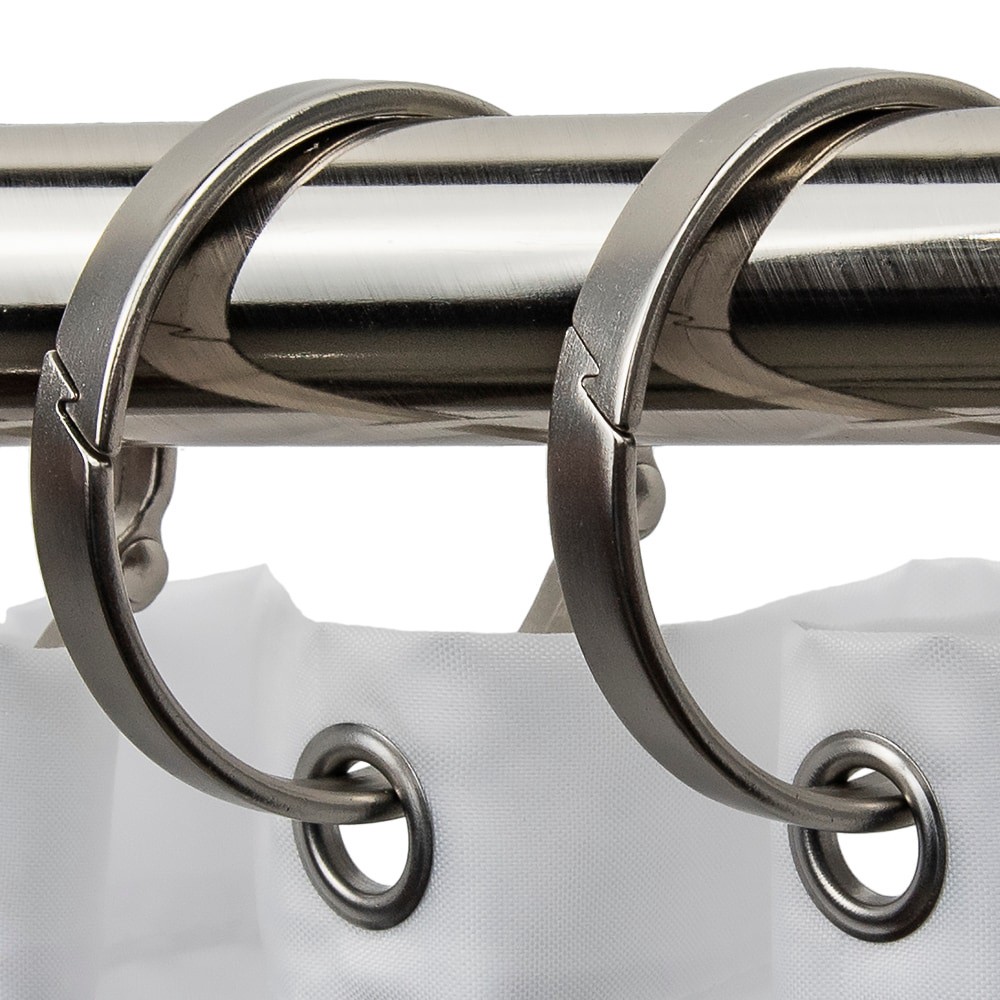 slide 2 of 4, allen + roth Brushed Nickel Aluminum Single Shower Curtain Rings 12 -Pack, 1 ct
