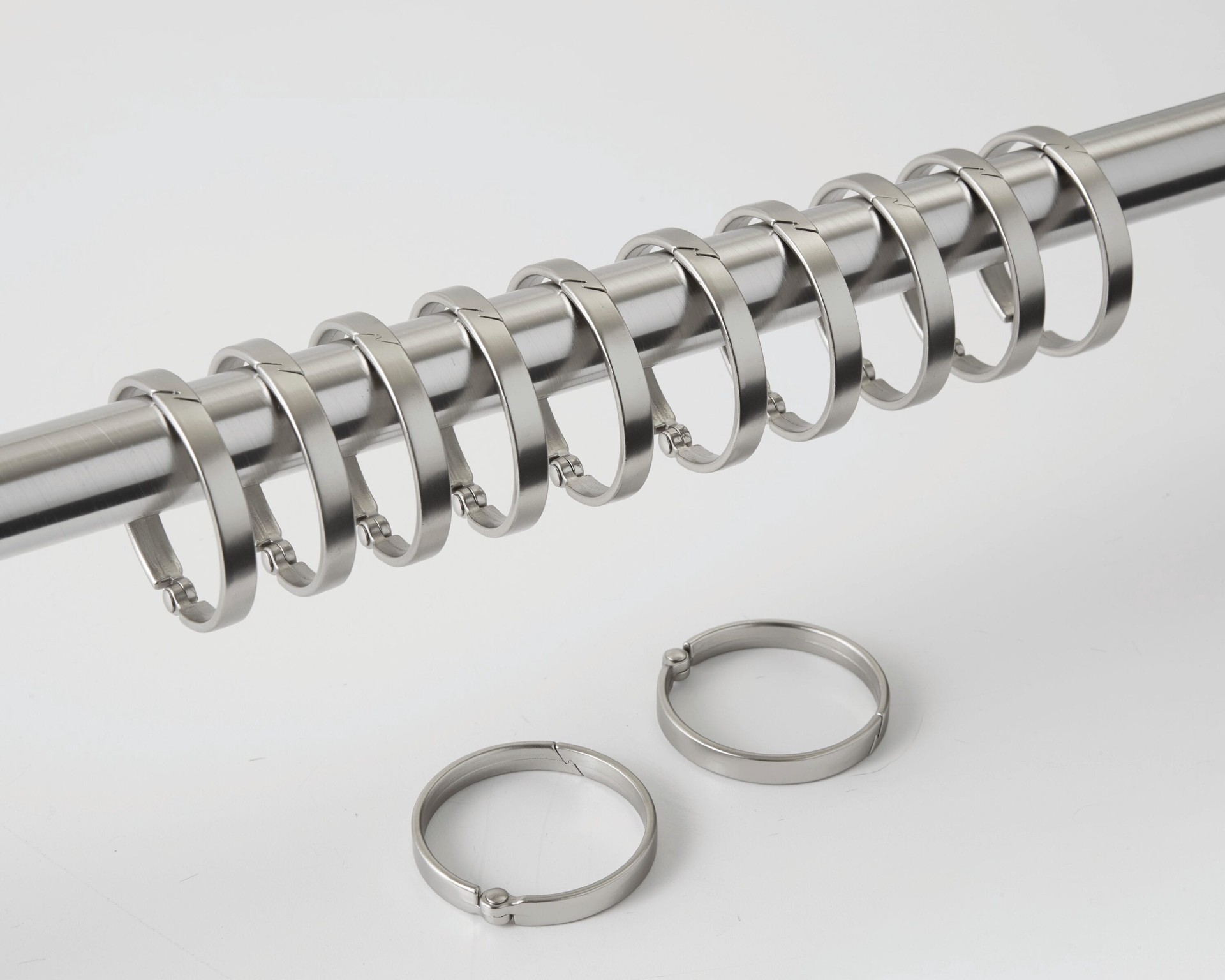 slide 3 of 4, allen + roth Brushed Nickel Aluminum Single Shower Curtain Rings 12 -Pack, 1 ct