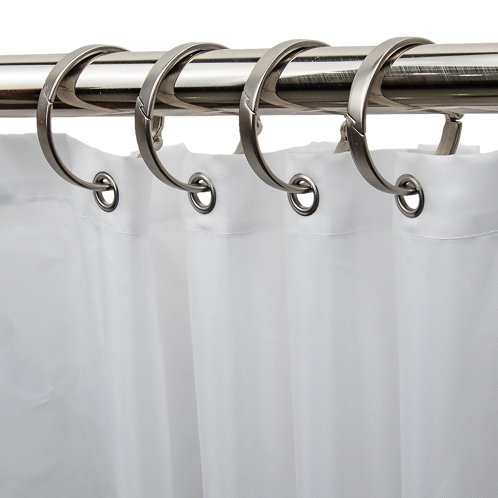 slide 1 of 4, allen + roth Brushed Nickel Aluminum Single Shower Curtain Rings 12 -Pack, 1 ct