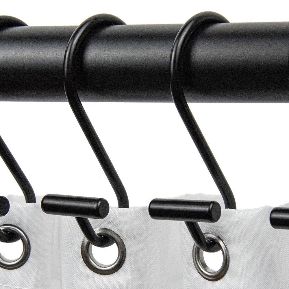 slide 2 of 4, allen + roth Matte Black Stainless steel Single Shower Curtain Hooks 12 -Pack, 1 ct
