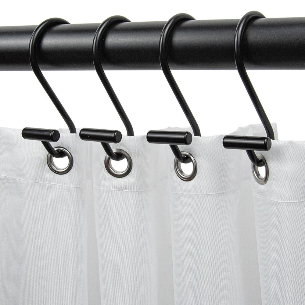 slide 1 of 4, allen + roth Matte Black Stainless steel Single Shower Curtain Hooks 12 -Pack, 1 ct