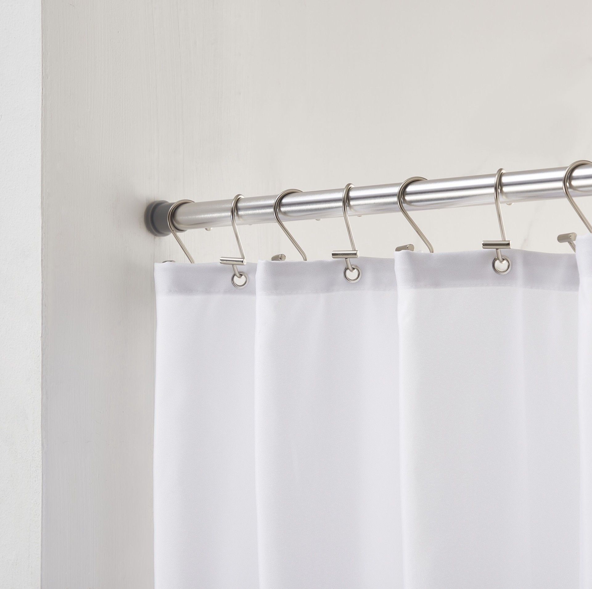 slide 2 of 6, Style Selections 51-in to 86-in Brushed Nickel Tension Single straight Adjustable Shower Curtain Rod, 1 ct
