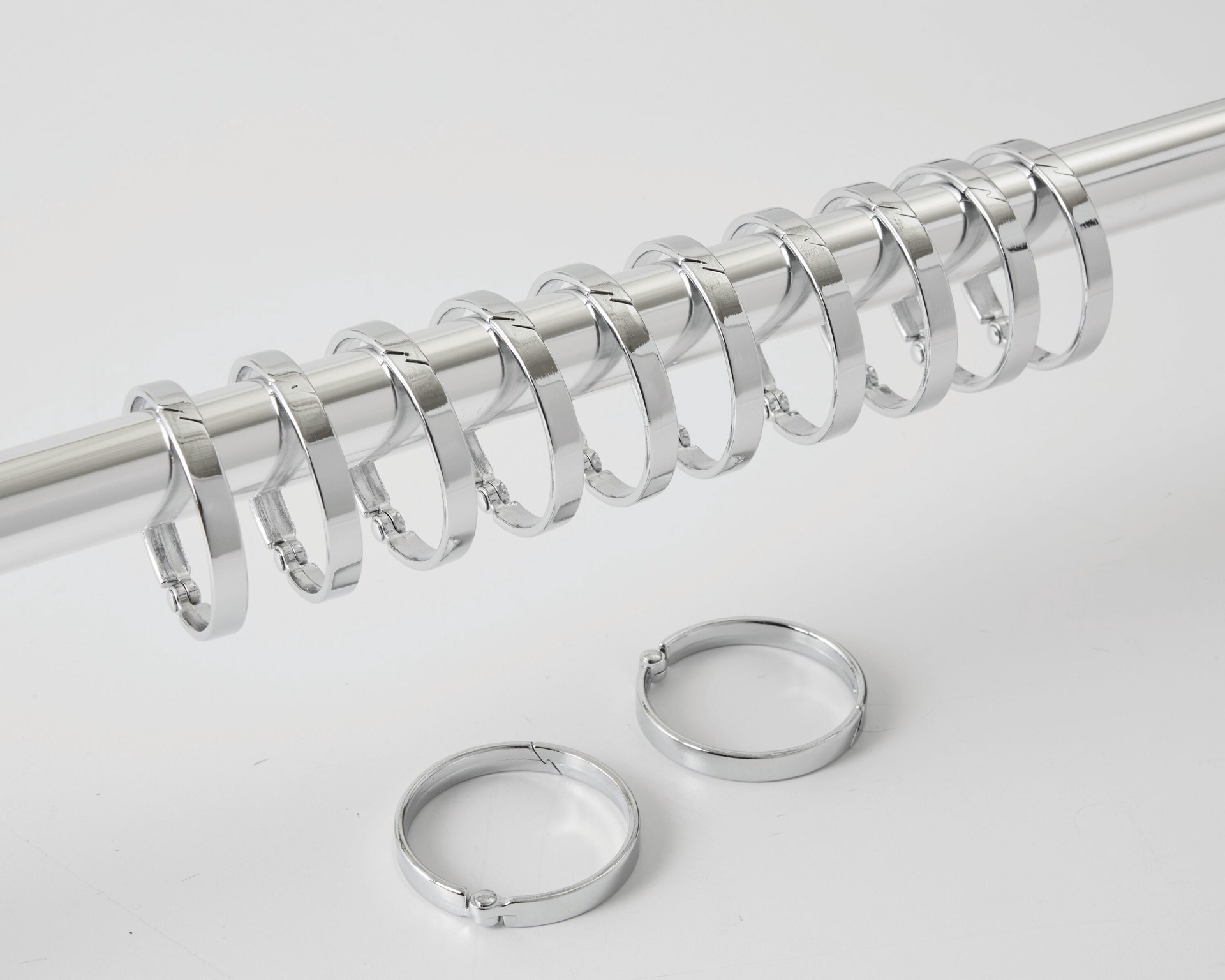 slide 3 of 4, allen + roth Chrome Aluminum Single Shower Curtain Rings 12 -Pack, 1 ct