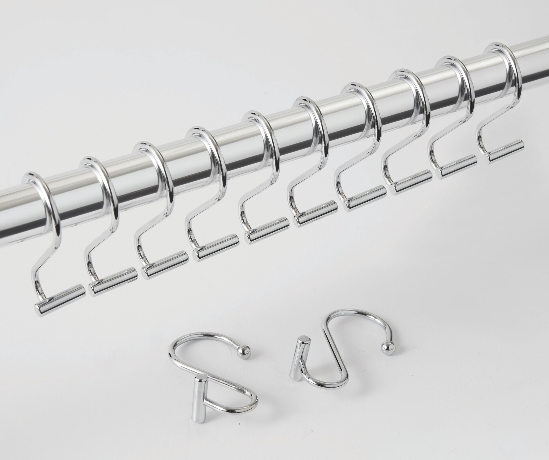 slide 3 of 4, allen + roth Chrome Stainless steel Single Shower Curtain Hooks 12 -Pack, 1 ct