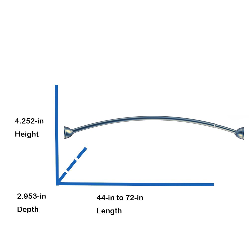 slide 6 of 6, allen + roth 44-in to 72-in Brushed Nickel Fixed Single curve Adjustable Shower Curtain Rod, 1 ct