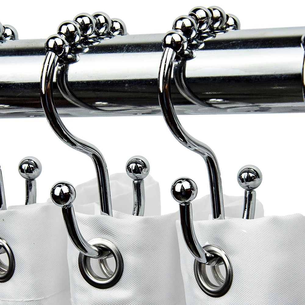 slide 2 of 4, allen + roth Chrome Stainless steel Double Shower Curtain Hooks 12 -Pack, 1 ct