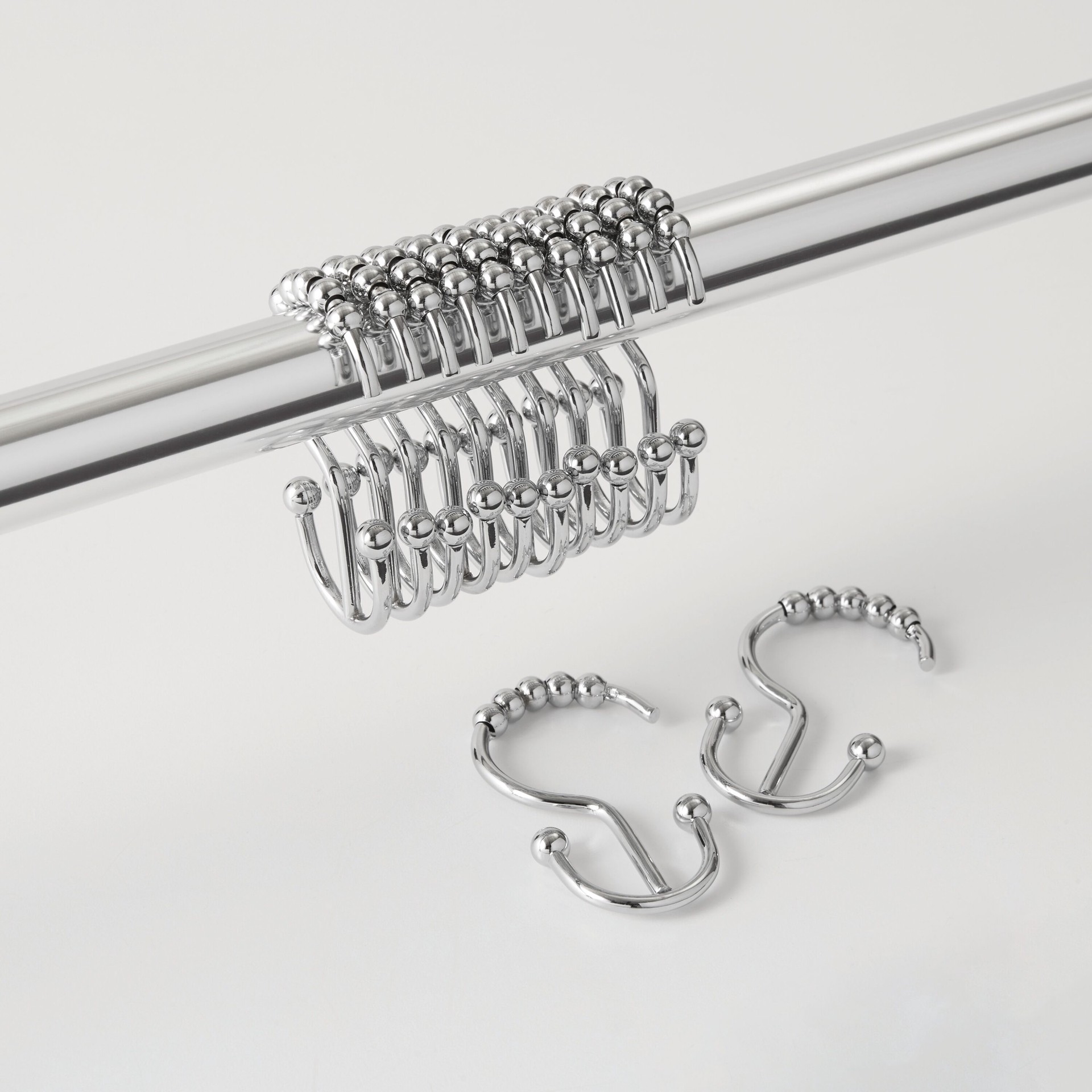 slide 3 of 4, allen + roth Chrome Stainless steel Double Shower Curtain Hooks 12 -Pack, 1 ct