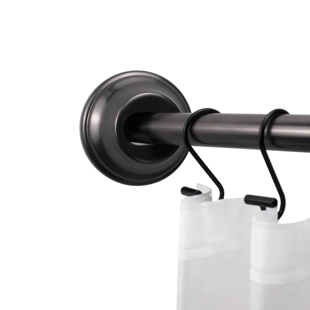 slide 3 of 6, allen + roth 44-in to 72-in Oil Rubbed Bronze Fixed or tension Single curve Adjustable Shower Curtain Rod, 1 ct