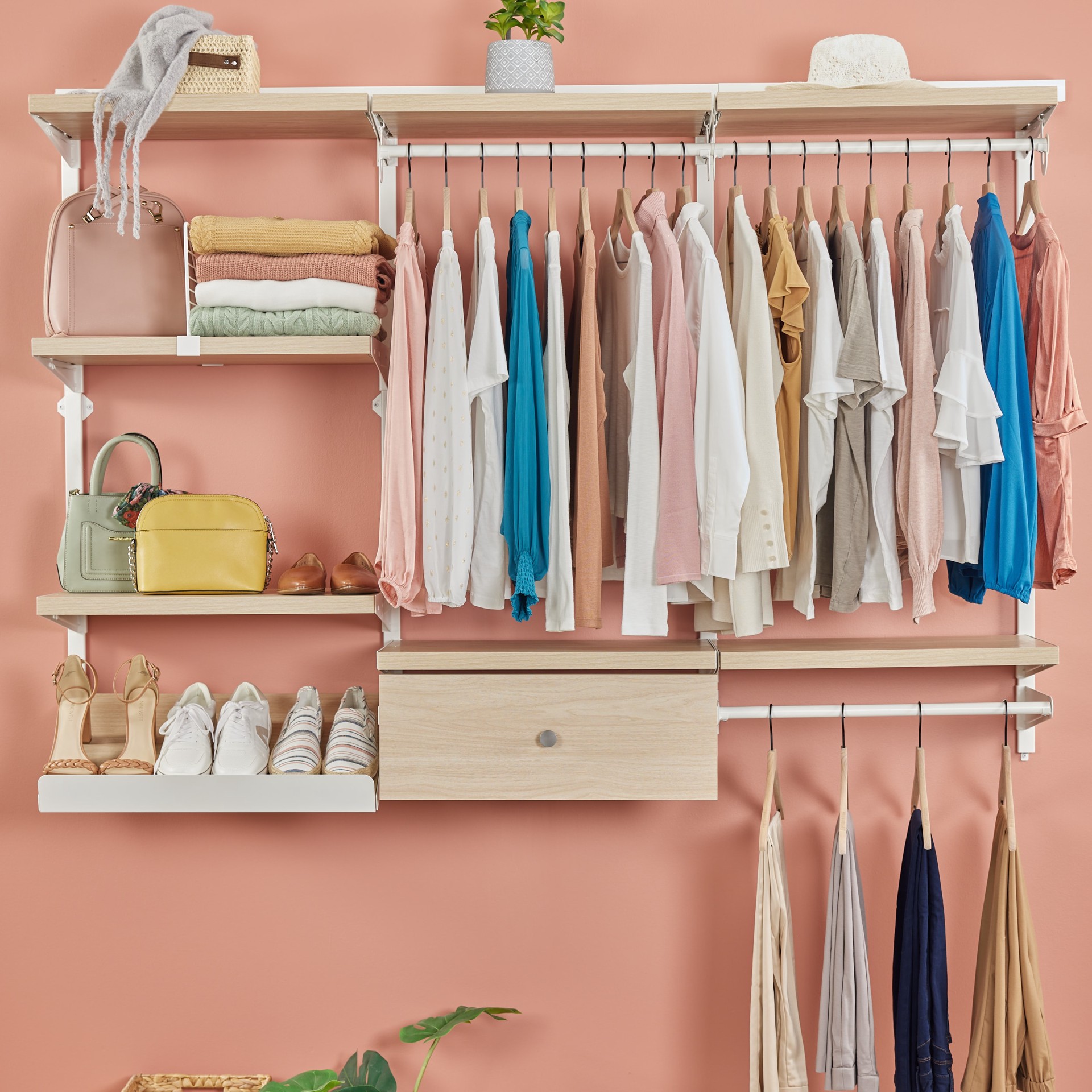 slide 5 of 6, Origin 21 Edda 23.78-in x 7.12-in x 17.08-in Natural Oak Angled Shoe storage, 1 ct