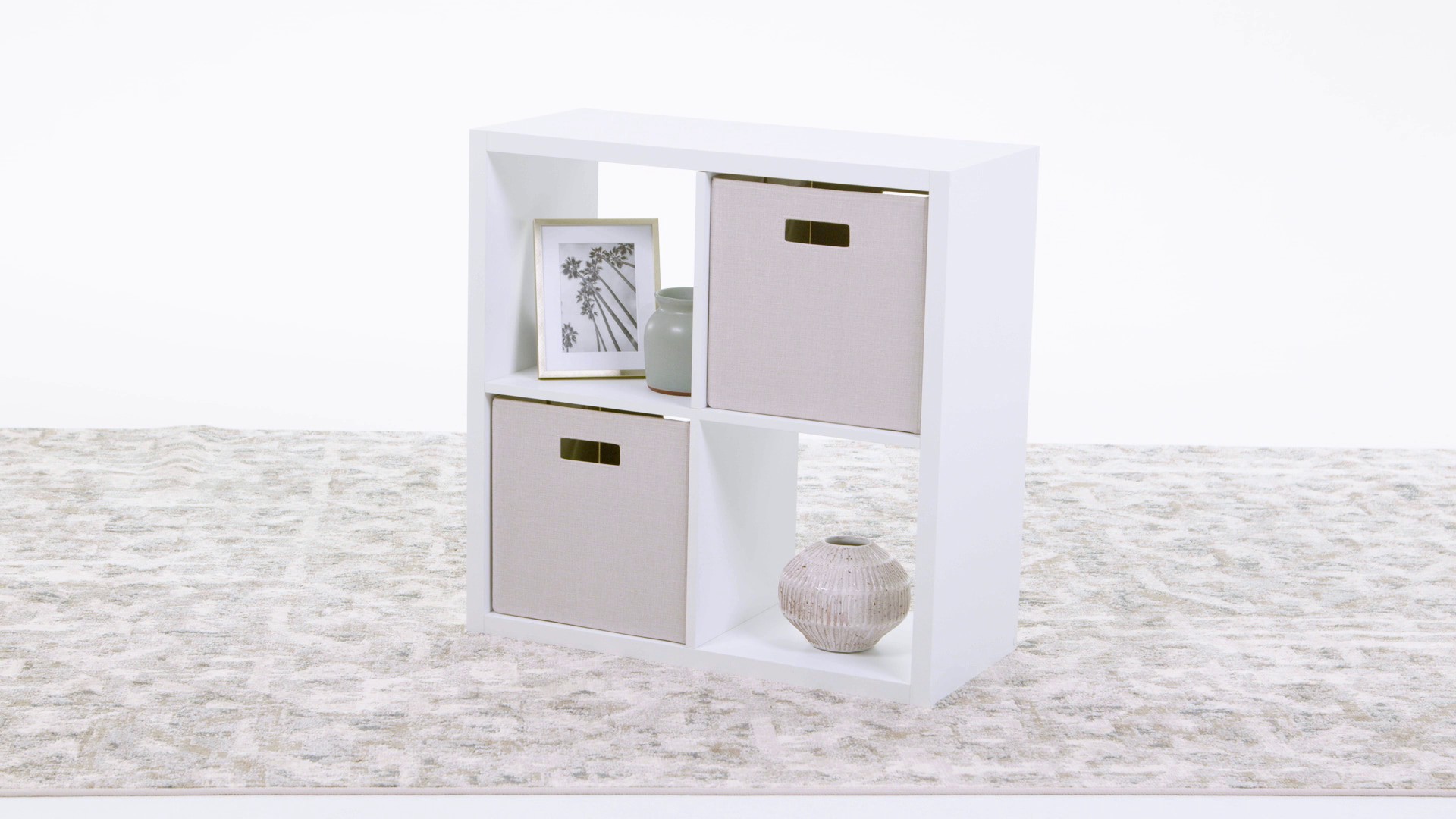 slide 4 of 6, allen + roth 30-in H x 29.87-in W x 13.5-in D White Stackable Wood laminate 4 Cube organizer, 1 ct