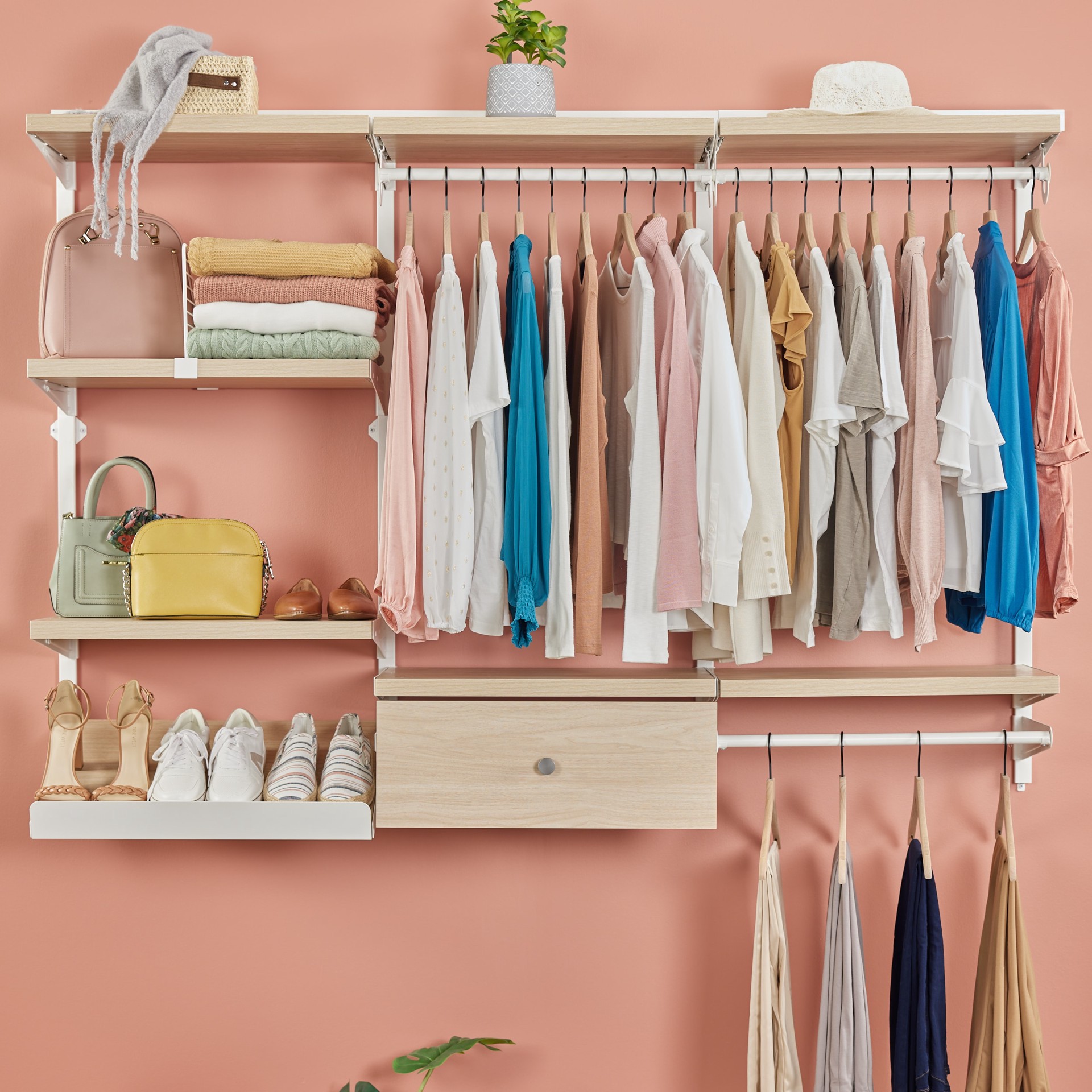 slide 5 of 6, Origin 21 Edda 23.78-in x 16.46-in D Natural Oak Solid Shelving Wood closet shelf kit, 1 ct