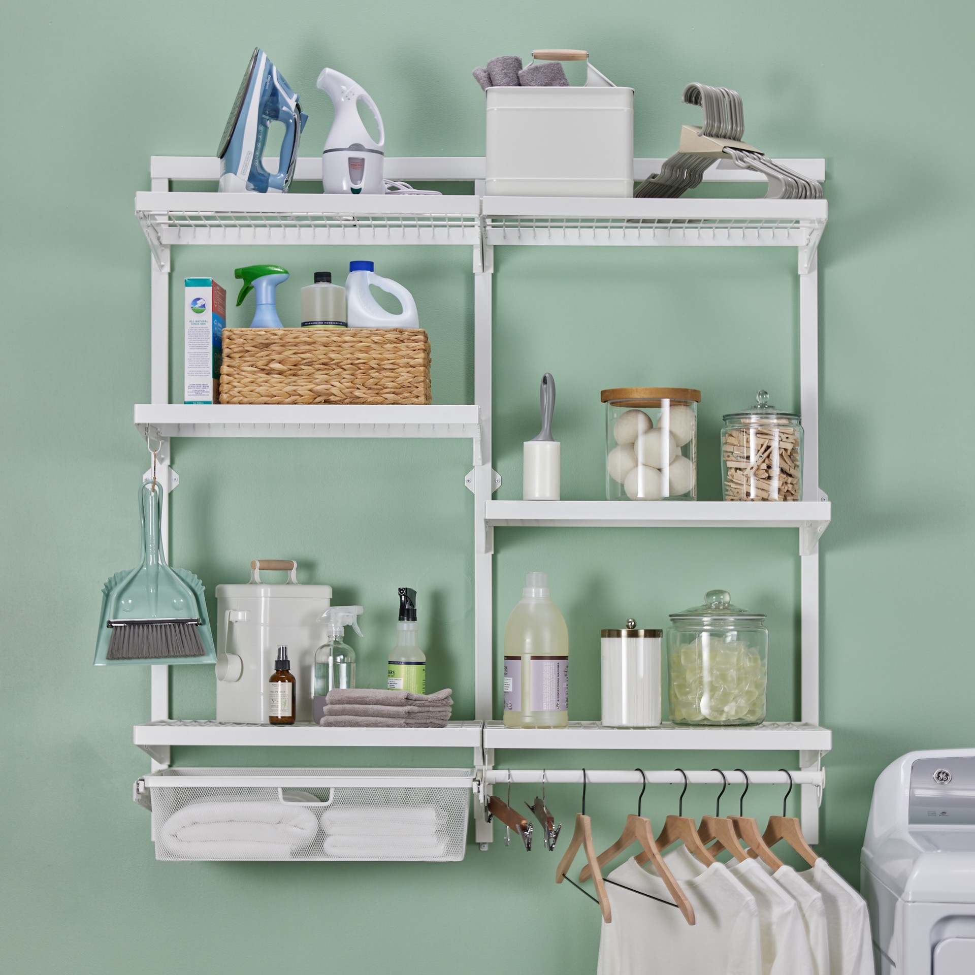 slide 5 of 6, Origin 21 Edda 2.16-ft to 2.16-ft W x 4.16-ft H White Ventilated Shelving Wood Closet System, 1 ct