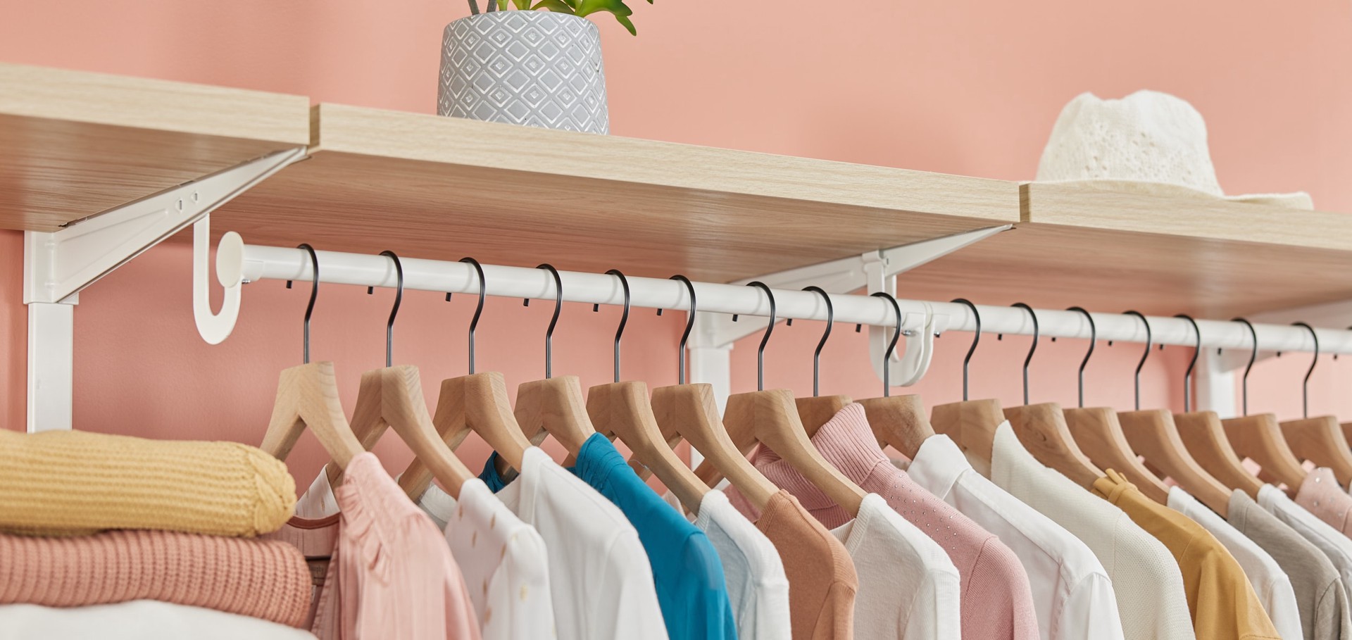 slide 5 of 6, Origin 21 Edda 4-ft to 4-ft W x 4.16-ft H Natural Oak Solid Shelving Wood Closet System, 1 ct