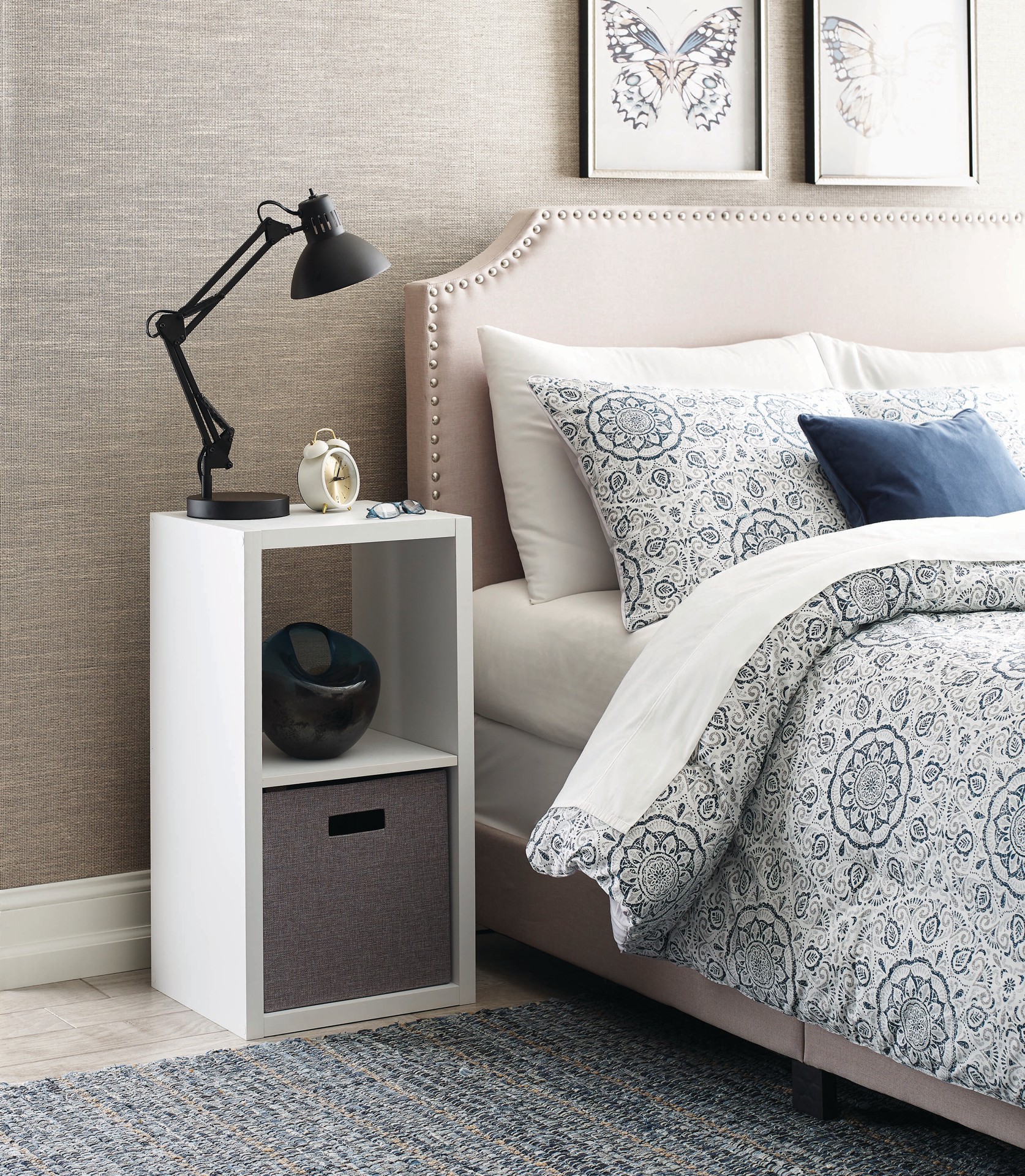 slide 2 of 6, allen + roth 30-in H x 15.87-in W x 13.5-in D White Stackable Wood laminate 2 Cube organizer, 1 ct