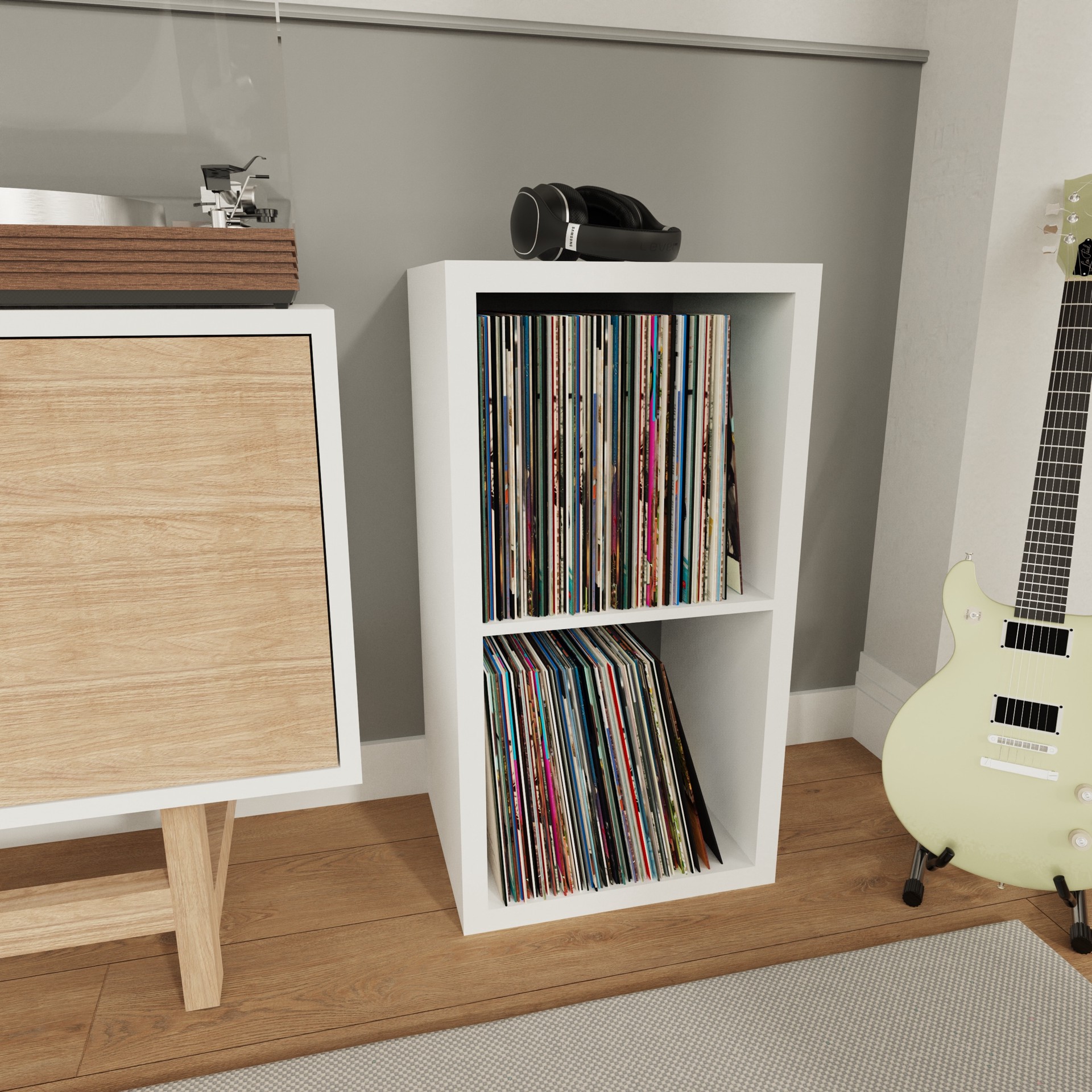 slide 3 of 6, allen + roth 30-in H x 15.87-in W x 13.5-in D White Stackable Wood laminate 2 Cube organizer, 1 ct