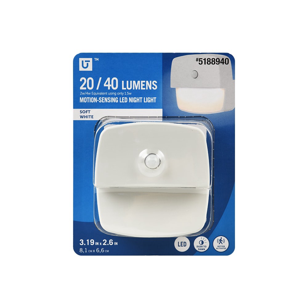slide 1 of 6, Utilitech White LED Motion Sensor Auto On/Off Night Light, 1 ct