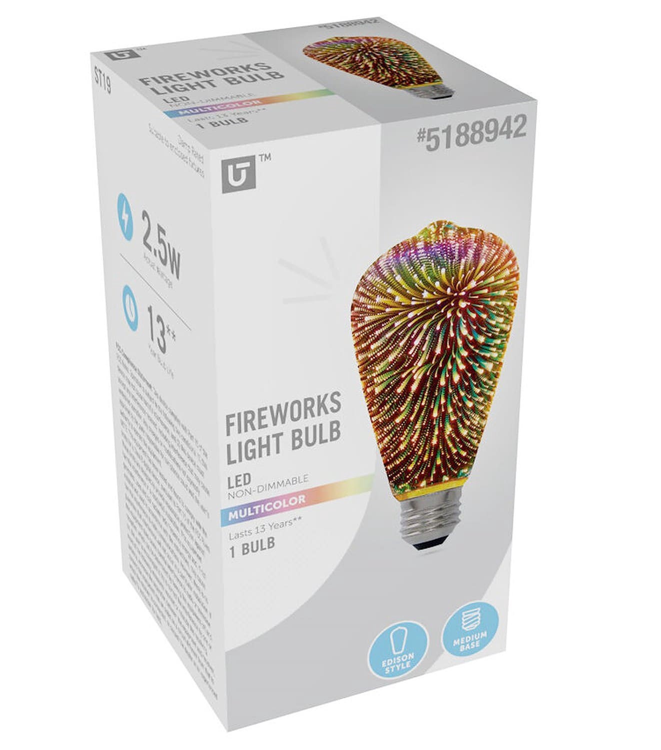 slide 4 of 6, Utilitech ST19 Multicolor Medium base (E-26) LED Decorative Light Bulb, 1 ct