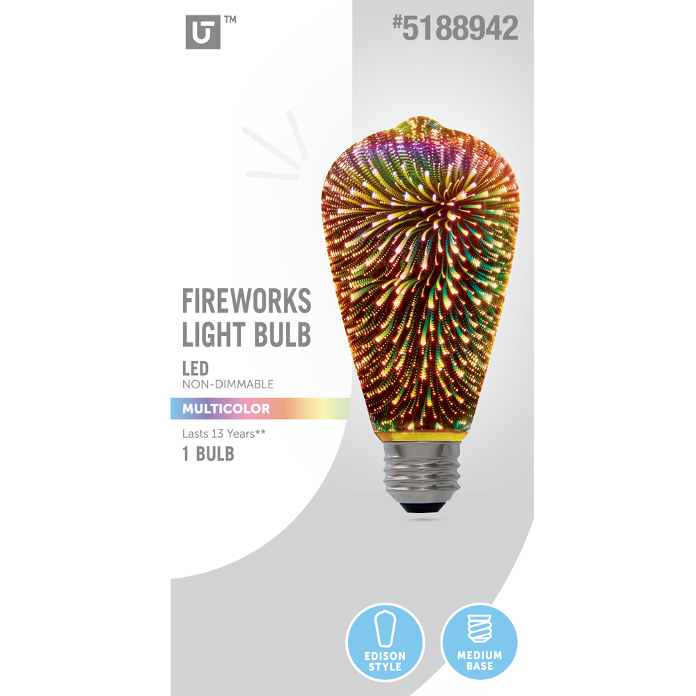 slide 1 of 6, Utilitech ST19 Multicolor Medium base (E-26) LED Decorative Light Bulb, 1 ct