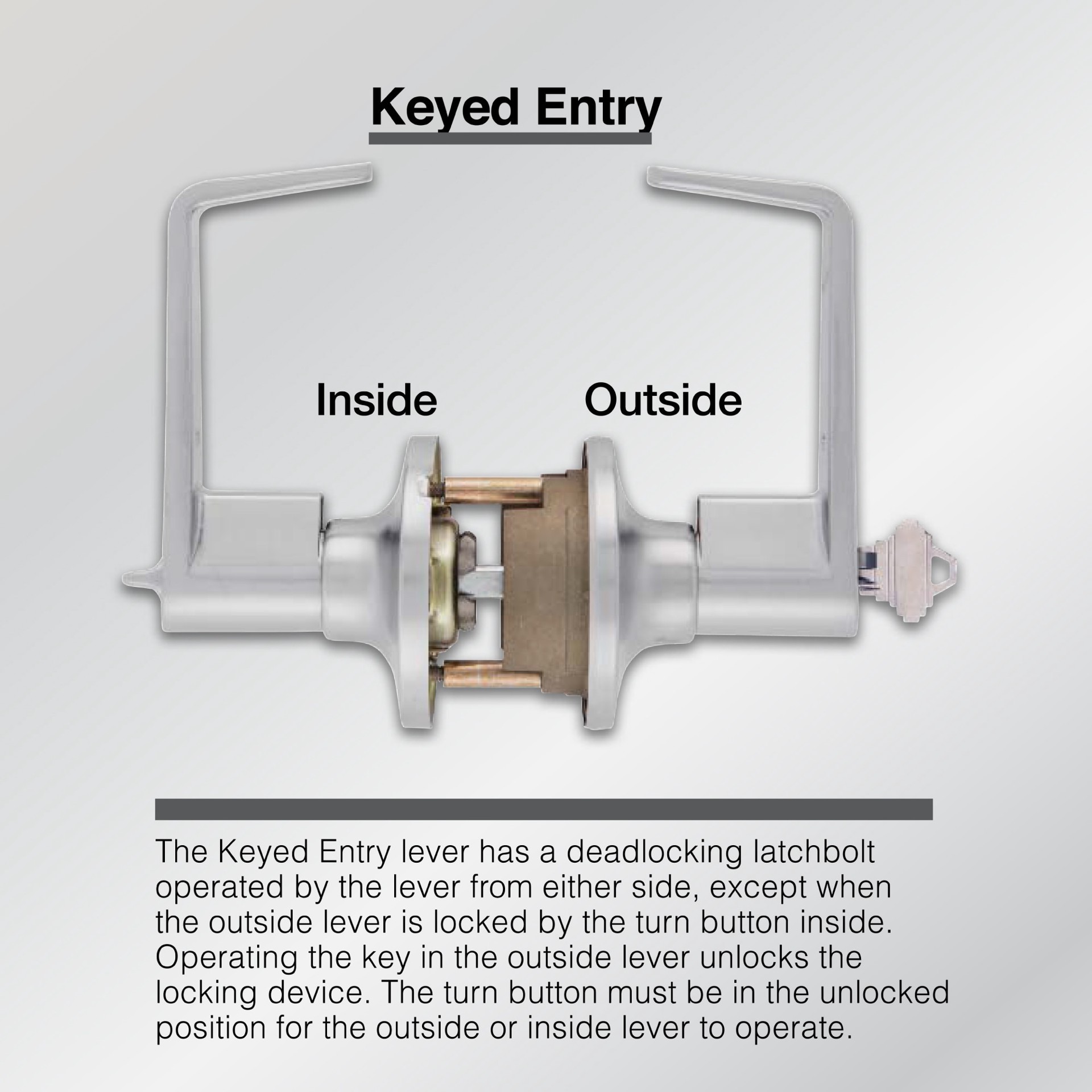 slide 4 of 6, BRINKS COMMERCIAL Light Duty Commercial Lever Satin Chrome Interior/Exterior Keyed Entry Door Handle, 1 ct