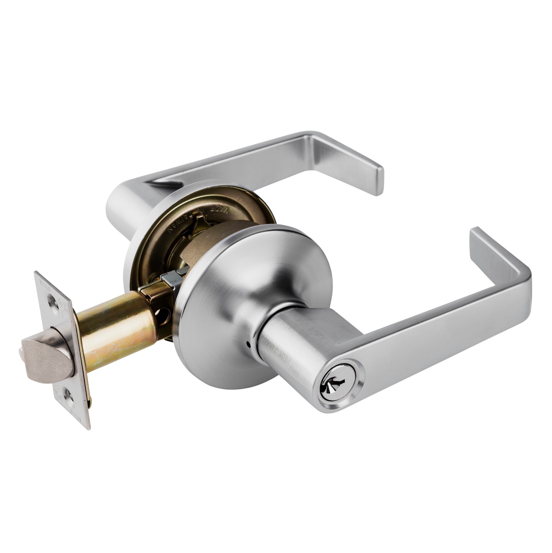 slide 5 of 6, BRINKS COMMERCIAL Light Duty Commercial Lever Satin Chrome Interior/Exterior Keyed Entry Door Handle, 1 ct
