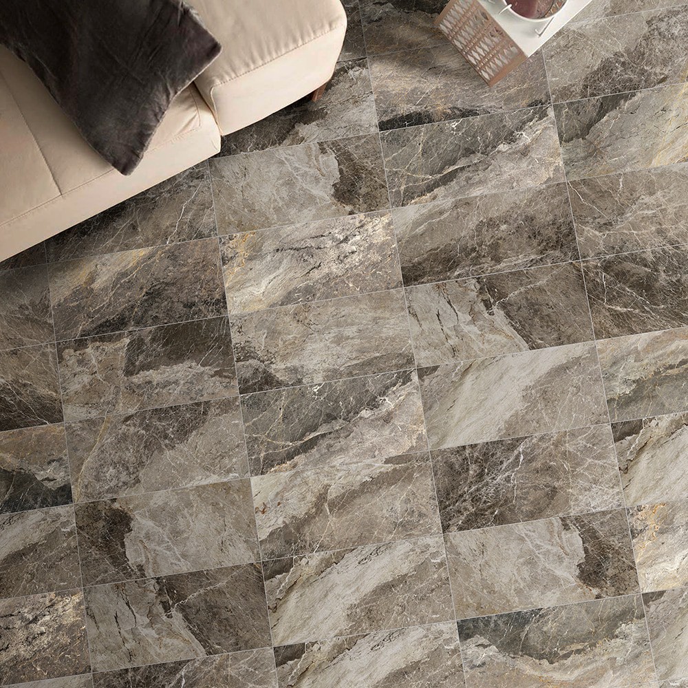 slide 5 of 6, allen + roth Breccia Breccia 3-in x 12-in Polished Porcelain Bullnose Tile, 1 ct