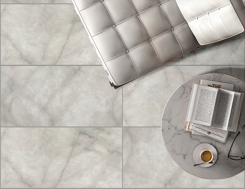 slide 5 of 6, allen + roth Moon Light Grey 12-in x 24-in Polished Porcelain Floor and Wall Tile ( 1.93-sq ft Piece ), 1 ct