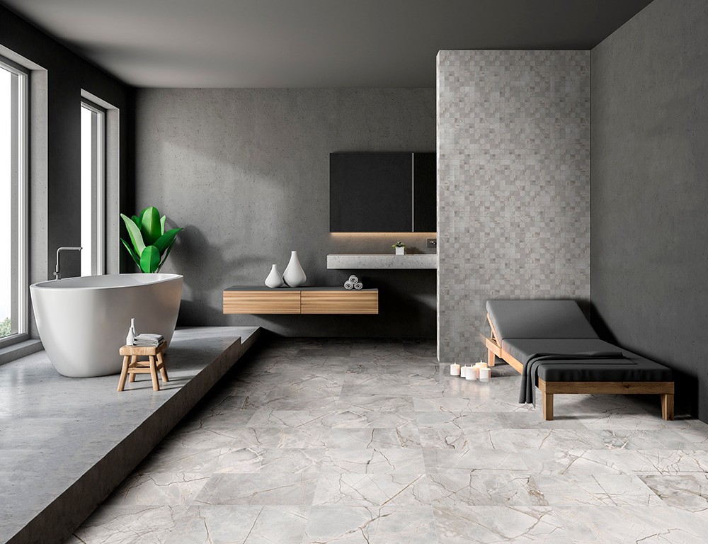 slide 5 of 6, Origin 21 Lucca Chalk 12-in x 12-in Matte Porcelain Mosaic Floor and Wall Tile ( 0.95-sq ft Piece ), 1 ct