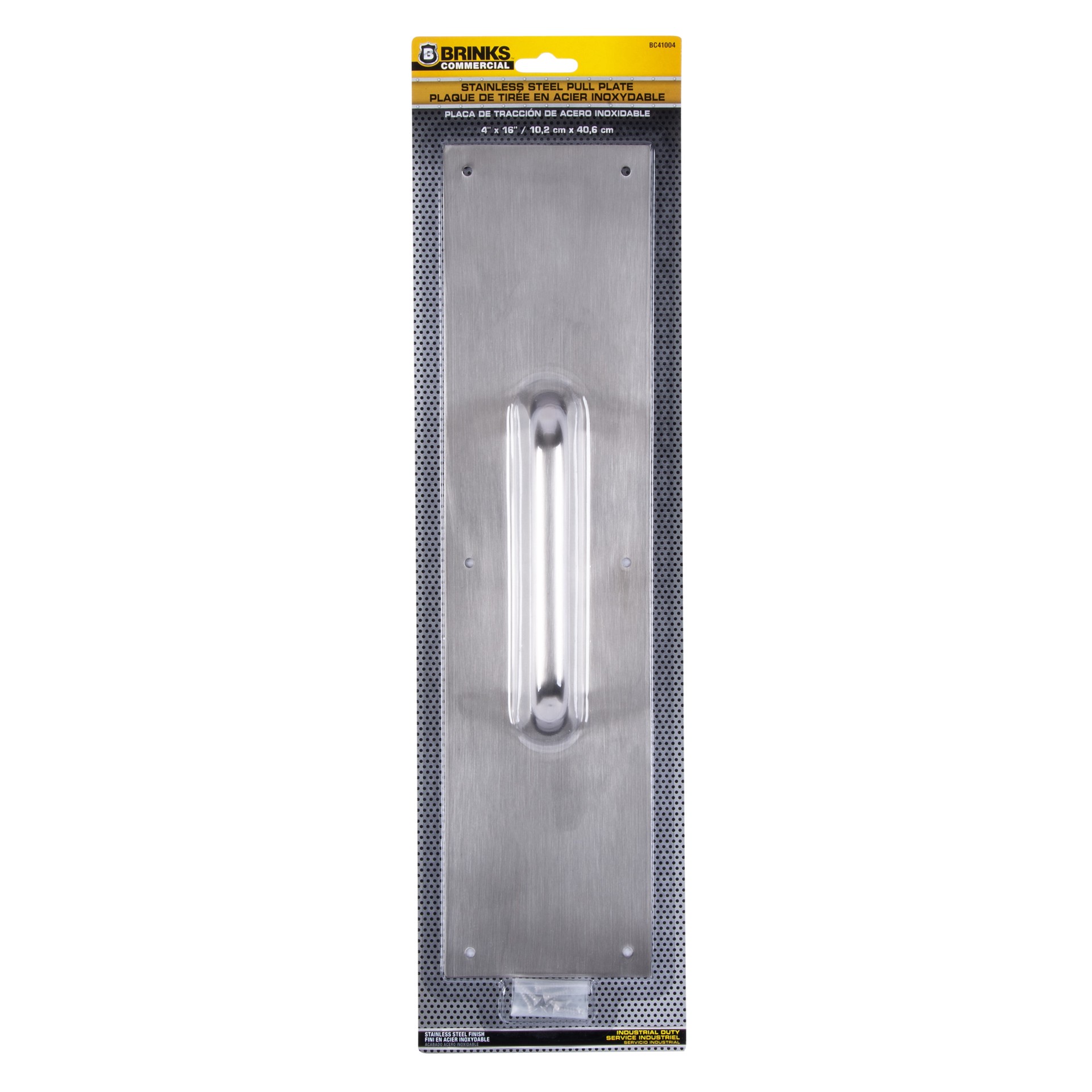 slide 1 of 6, BRINKS COMMERCIAL Industrial Duty Commercial 4-in W x 16-in H Stainless steel Pull plate, 1 ct