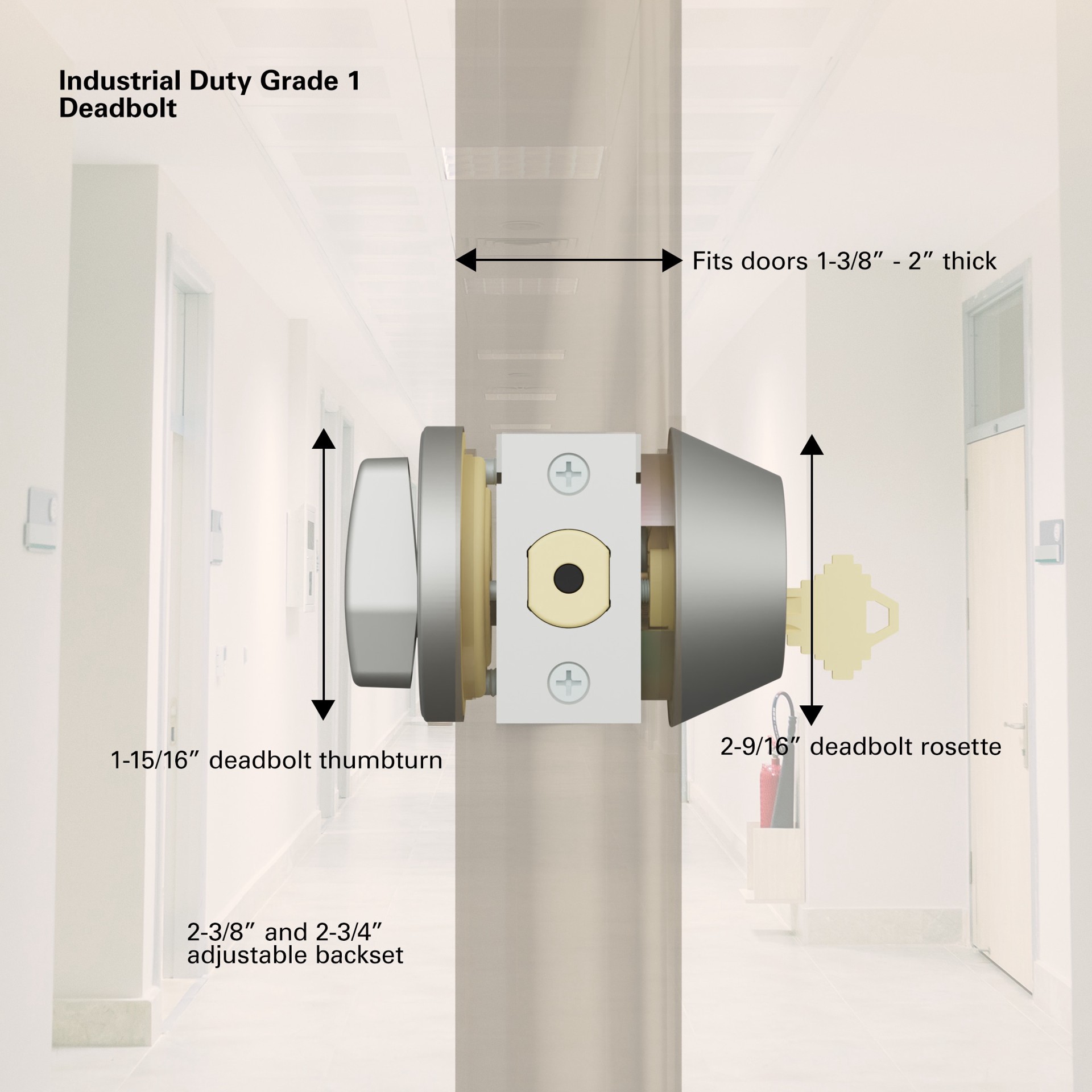 slide 2 of 6, BRINKS COMMERCIAL Industrial Duty Commercial Satin Chrome Single Cylinder Deadbolt, 1 ct