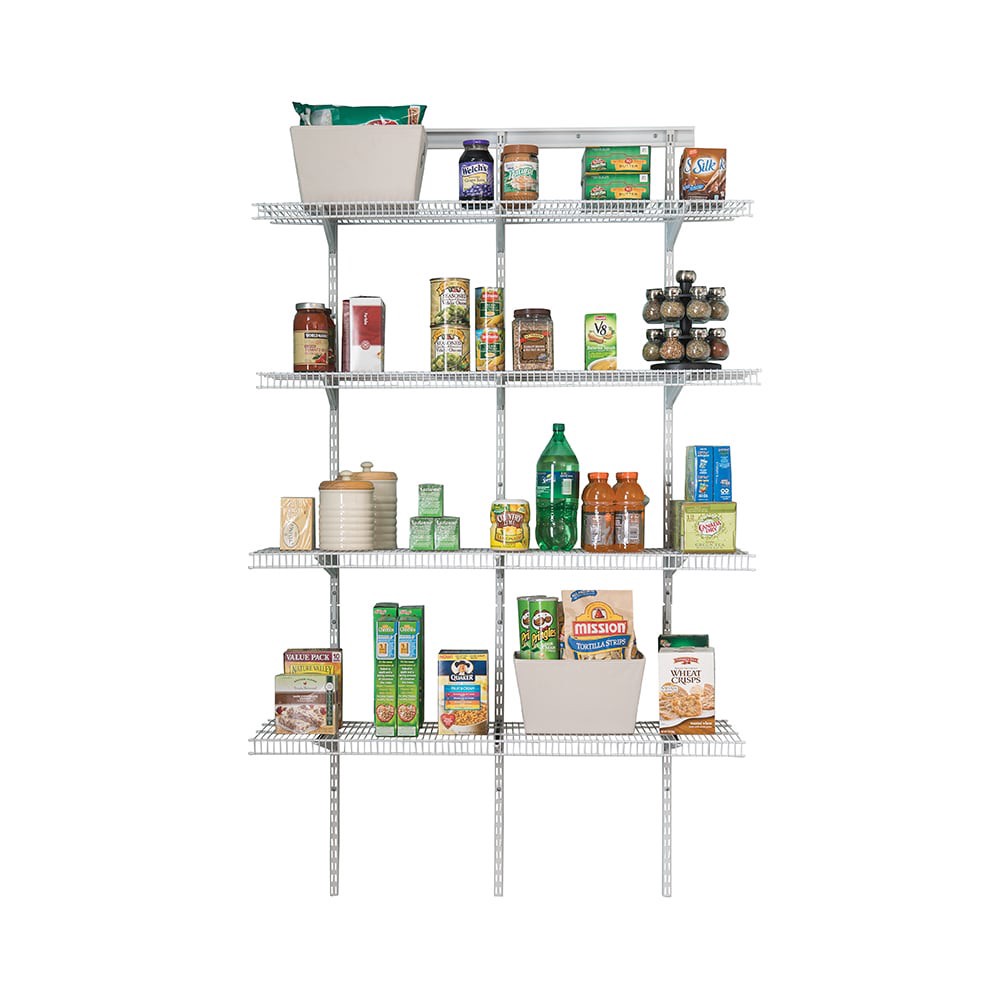 slide 3 of 6, ClosetMaid ShelfTrack Pantry 4-ft to 4-ft x 16.75-in White Wire Closet Kit, 1 ct