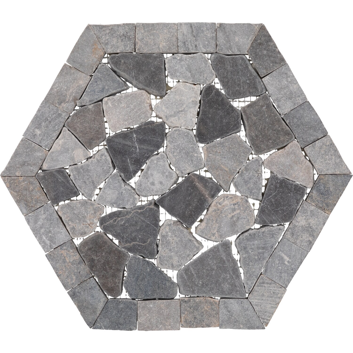 slide 5 of 6, American Olean Genuine Stone Rock Mill Gray 10-in x 11-in Tumbled Natural Marble/limestone Pebble Mosaic Floor and Wall Tile ( 0.629-sq ft Piece ), 1 ct