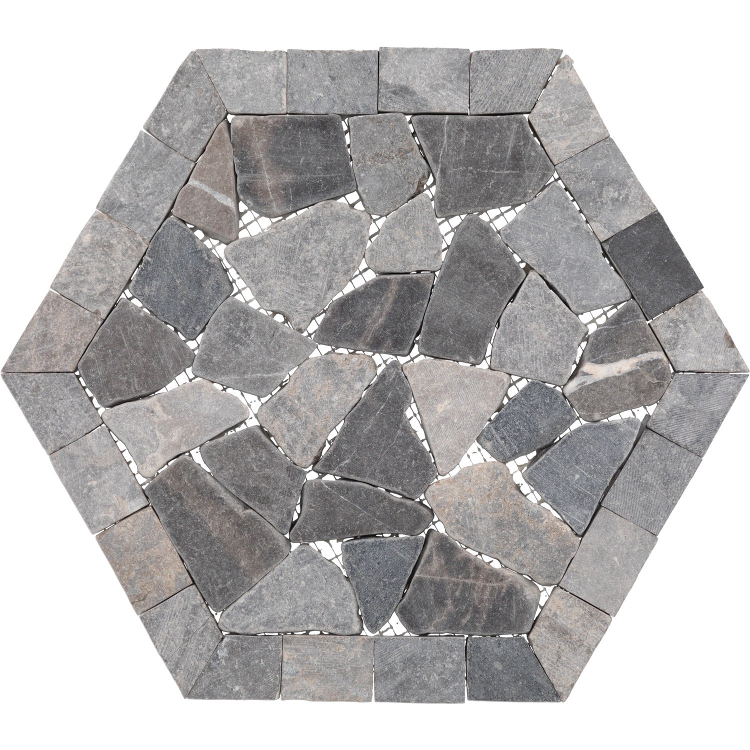 slide 6 of 6, American Olean Genuine Stone Rock Mill Gray 10-in x 11-in Tumbled Natural Marble/limestone Pebble Mosaic Floor and Wall Tile ( 0.629-sq ft Piece ), 1 ct