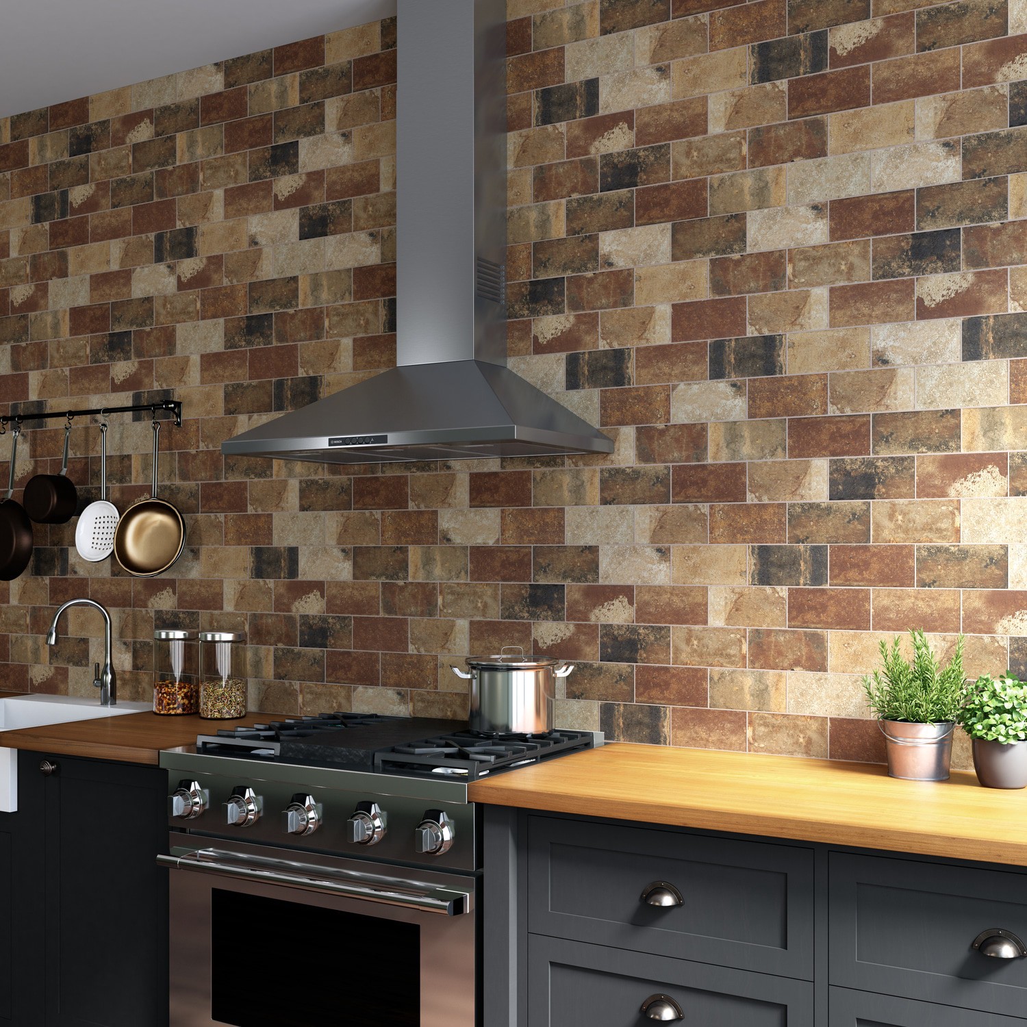 slide 4 of 6, allen + roth Wright City Brown 4-in x 8-in Matte Porcelain Floor and Wall Tile ( 0.22-sq ft Piece ), 1 ct