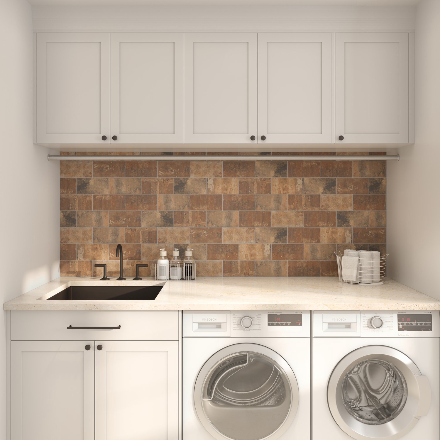 slide 5 of 6, allen + roth Wright City Brown 4-in x 8-in Matte Porcelain Floor and Wall Tile ( 0.22-sq ft Piece ), 1 ct