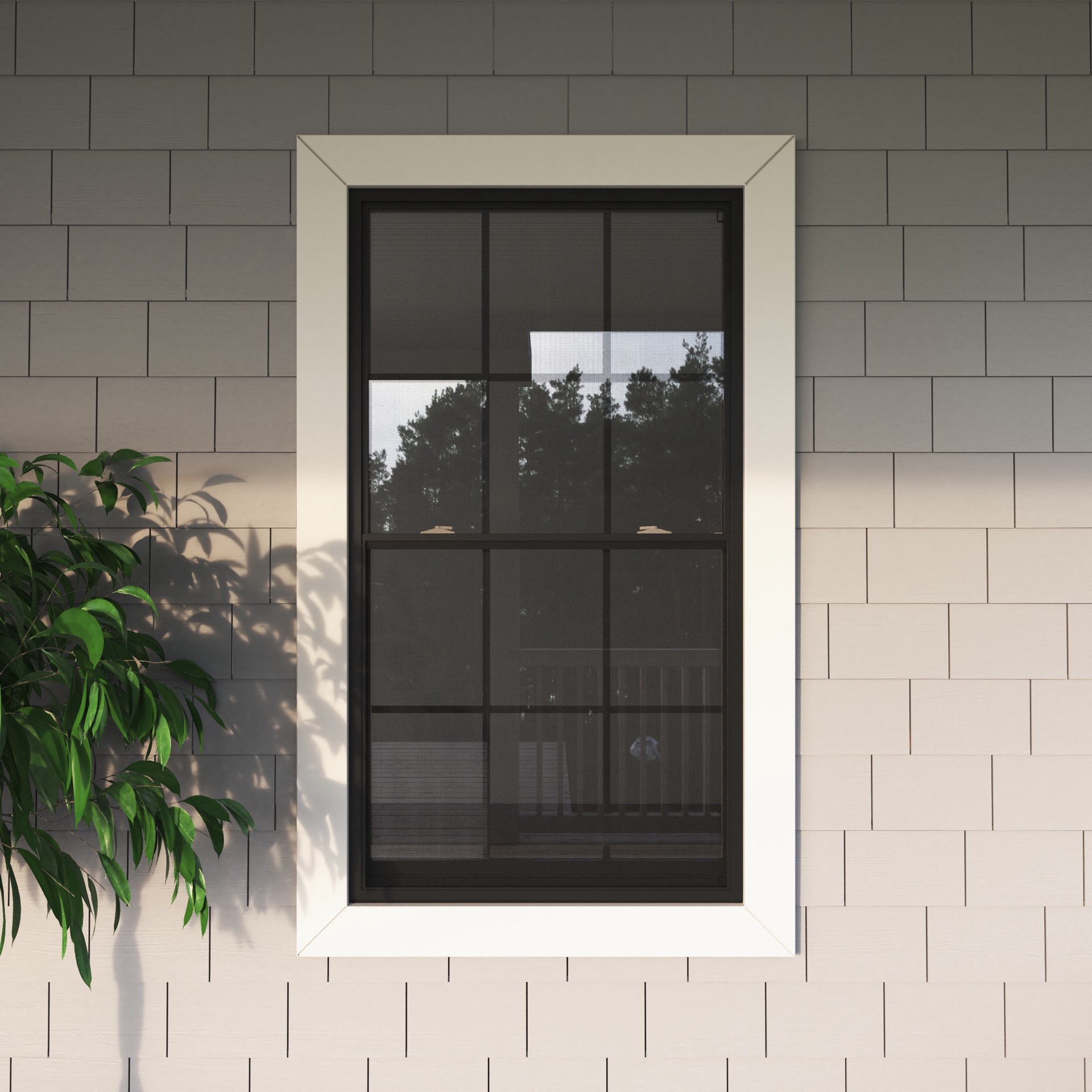 slide 4 of 6, United Window & Door PRO Series 35-1/2-in x 59-1/2-in Black Exterior White Interior Vinyl New construction Double Hung Window Low-E argon Double Pane Glass with Grids (Full Screen Included), 1 ct
